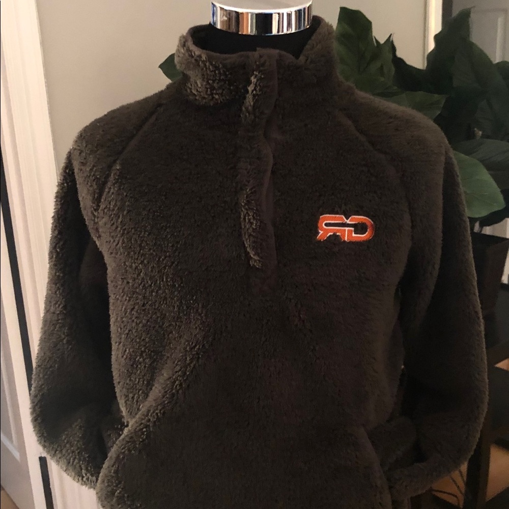 Dark Green Half Snap Teddy Sherpa Pullover